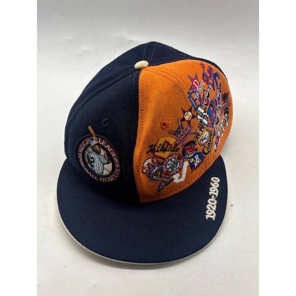 Negro Leagues Baseball Museum Hat Navy Orange Wool Fitted 7 1/4 1920-1960